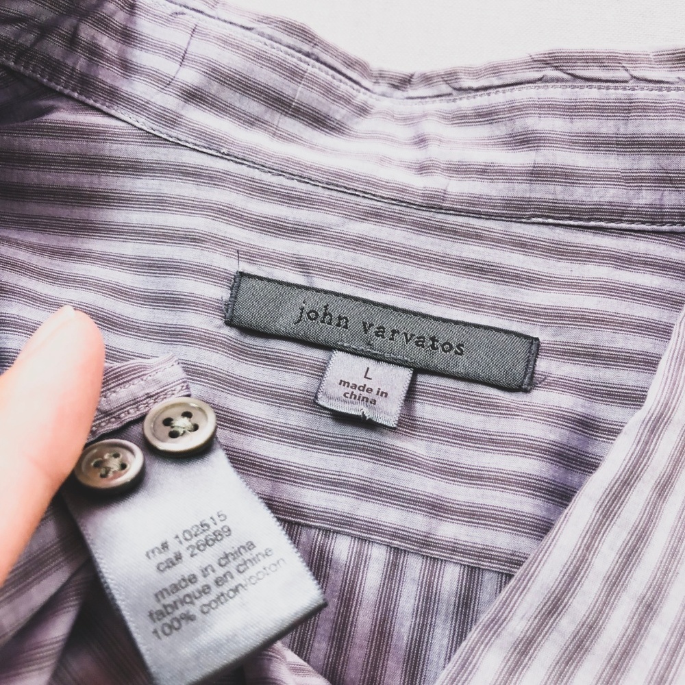 John Varvatos Purple Grey Stripe Shirt L - Picture 5 of 5